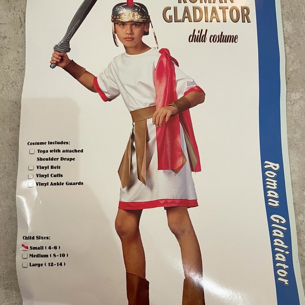Unused Children’s Gladiator Costume Size Small 4-6